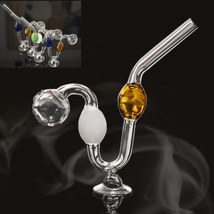 Serpentine Colorful Oil Burner Pipe Portable Glass Water Pipes Thick Pyrex Downstem Rig Round of Small Glass Tobacco Bubbler Bowls for Smoking Accessories