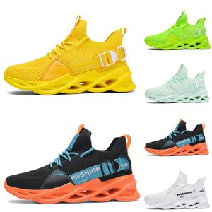 Summer Non-Brand men women running shoes black white green volt Lemon yellow orange Breathable mens fashion trainers outdoor sports sneakers