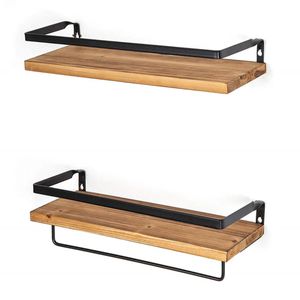 2 sztuk półka ścienna Pływający drewno Półka do przechowywania Rack Kitchen Bathroom