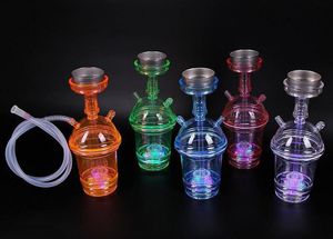 Acrylic Hookah Smoking Cup Set Bottle Pipes with LED Light Shisha Hose Hookahs Water Bongs Oil Rigs AccessoriesEasy to Carry for Home, Cars,Travel and Parties