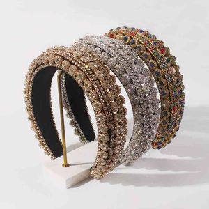 Luxo Barroco Calped Banda Para Mulheres Cristal Full Diamond Rhinestone Headband Wide Thick Hoop Meninas Acessórios De Cabelo