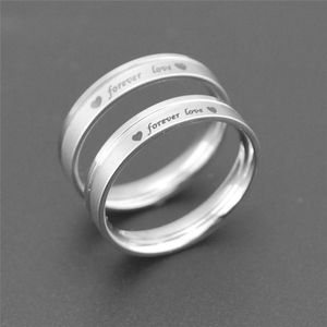 Wedding Rings Simple 4mm Width Forever Love Couple For Women Femme Fashion Silver Color Stainless Steel Bands Mens Jewellery