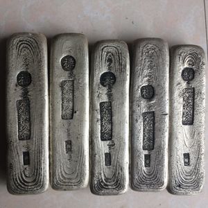 5pcs antique China silver bullionFU XI CAI LUSHOUsilver ingot bar collection home decoration metal crafts