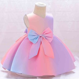 2021 estate colorato gradiente battesimo neonato 1 anno abito di compleanno per la neonata Party Princess Dresses Bambino vestiti costumi G1129