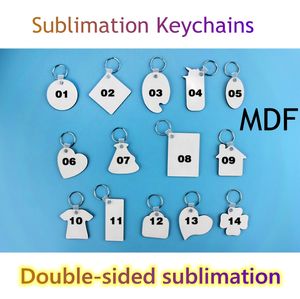 Sublimation MDF blank keychain Christmas Decor thermal transfer material wood double-sided printable personality DIY creative keychains birthday gift