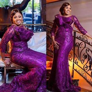 Elegante aso ebi vestidos de noite para mulheres árabes com mangas compridas lantejoulas merâmidis estilo sul-africano longos vestidos formal