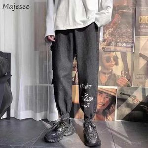 Män Jeans Denim Plus Storlek 3xl Loose Printed Bundle Multi Fickor Solid Koreansk Fashion Fritid Hip-Hop Man Byxor Ins Ny Chic X0621