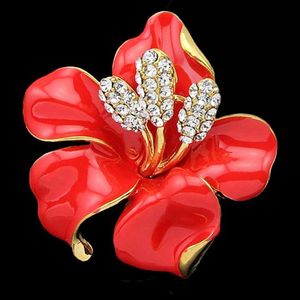 Błyszczący Emalia Rose Kwiat Broszki Dla Kobiet Corsage Crystal Rhinestone Kwiaty epoksydowe Kwiaty Szpilki Wedding Party Broik Broszka Broik Biżuteria Prezenty
