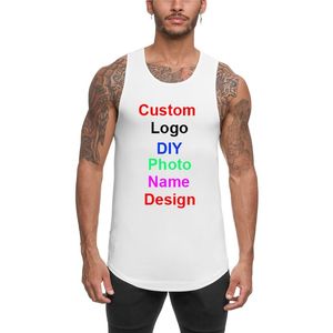 DIY egen design anpassad sommar gym kläder mesh fitness män bodybuilding stringer tank toppar snabb torr ärmlös tröja 210421