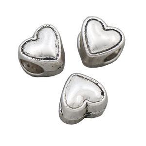 Alloy 15x30mm Tibetan Silver Cute Heart Metal Big Hole Beads Fit European Bracelets L1269 185pcs/lot