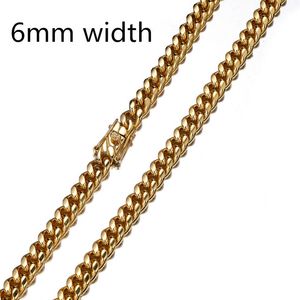 Män Hip Hop Chains halsband rostfritt stål Aldrig blekna högkvalitativ 6mm-18mm bredd Miami kubansk kedja halsband hiphop smycken