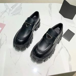 Designer Boots Fashion Platform British Thick Sole Women White Black Leather Casual Flat Woman Round Toe Shoes with box