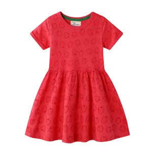 Jumping Meters Baby Girls Dress Summer Party Princess Strawberry Children's Clothing Tutu Cute Designs Kids 210529