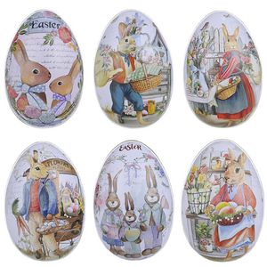 Påskparty Decor Eggs Shaped Color Rabbit Bunny Candy Chocolate Boxes Creative Mini Gift Pack Box Jewelry Storage Cans Home Party Decoration HY0273