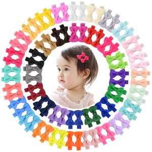 Baby Girls Bow Sielpins Solid Grosgrain Ribbon Bows Hairgrips Dzieci niemowlęta całe owinięte klipsy do włosów bezpieczeństwa