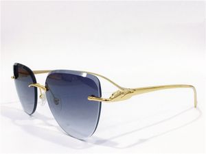 Venda de óculos de sol 0032RS Cat Eye Quadro Frameless Candy Lente De Lente De Metal Templos Estilo Simples Estilo UV400 Proteção Eyewear