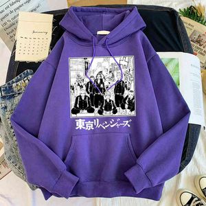 Tokyo Revengers Felpa con cappuccio da uomo Abbigliamento anime giapponese Caldo pile Pista Casual Harajuku Streetwear Felpa allentata oversize Maschio H1227