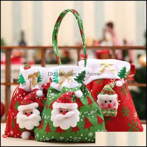 Decorazioni natalizie Forniture per feste festive Giardino domestico Sacchetti regalo Borsa in tessuto non tessuto Negozio riutilizzabile con manici Consegna a goccia 2021 Qrx