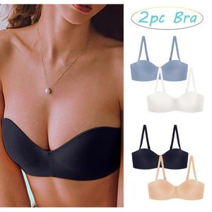 Camisoles & Tanks 2pcs Sexy Lingerie Women Thin Glossy Open Back Push Up Bra Removable Shoulder Sleepwear Straps Underwear