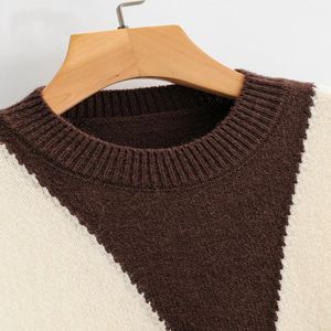 Weibliche One Size Pullover Herbst Winter Frauen Elegante Oansatz Gestrickte Chic Mode Tops Casual Farbe Block Pullover Jumper Damen Pullover