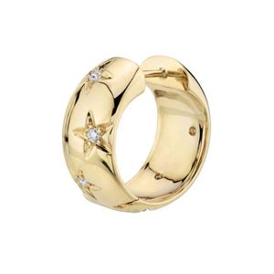Original Brand 925 Sterling Silver Diamond CZ Star Starburst Wide Hoop Huggie Earring Jewelry women