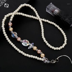 Kedjor Long Charm Pearl Beads Neck Rand Key/ID Card Badge Lanyard Simulated Necklace Decoration Diy Accessories for Summer