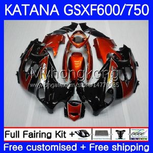 Kropps kit för Suzuki Katana GSXF750 GSXF 600 750 CC GSX600F 03 04 05 06 07 18NO.59 600CC GSX750F GSXF-750 GSXF600 750CC Hot Orange 2003 2004 2005 2006 2007 OEM Fairings