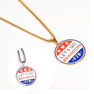 American LET'S GO BRANDON Collana con ciondolo Collana con lettera rotonda personalizzata Accessori per gioielli di moda per uomo e donna