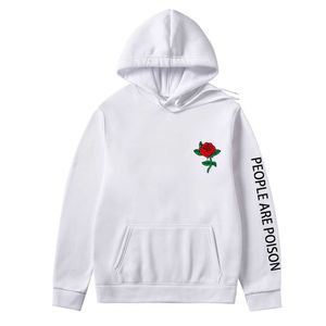 Harajuku Hoodie Мужчины Мода Красная Роза Цветочная Толстовка Осень Зимняя Улица Мужчины Женщины Повседневная Негабаритная Пуловер Одежда H0910