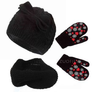 3pcs Set Girls Boys Cute Winter Kids Baby Hats Keep Warm Children Knit Wool Outdoor Casual Hat Crochet Cap Scarf Mittens