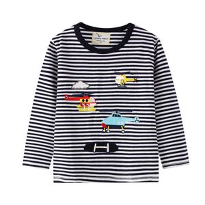 Salto metri 2-7T Vestiti in cotone per bambini Applique per aerei T-shirt a maniche lunghe per bambini T-shirt per bambini 210529