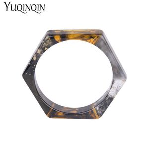 Trendy Fashion Resin Cuff Women Bracelet and Bangles Mix Colors Hexagon Geometric Acrylic Bangle for Girl Charm New Jewelry 2019 Q0719