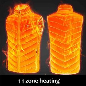 11 Place Heated Jacket Fashion Men Women Coat Intelligent USB Electric Heating Thermal Warm Clothes Winter Vest Plussize 210923