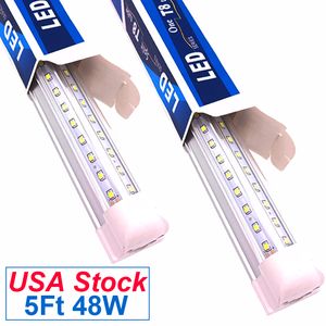 5Ft LED Tube Lights ,5' Cooler Door Lights 60'' 60 Inch Linkable Integrated T8 Bulbs , V Shape 45W 48W 4800LM 5000LM, Direct Wired Ceiling and Utility Strip Bar Lamp