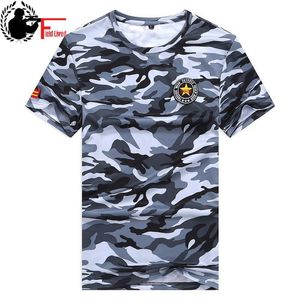 T-shirt da uomo mimetica militare ad asciugatura rapida Big Size Plus Large 6XL 7XL 8XL T-shirt da uomo estiva maniche corte Camo Army T Shirt 210518