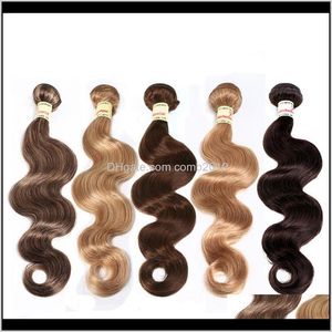 Brasilianska Virgin Hair Body Wave Hair Weave Bundlar Obehandlad Virgin Brasiliansk Kroppsvåg Mänskliga Hårförlängningar Röd Brun Blond RGX3P NJX4C