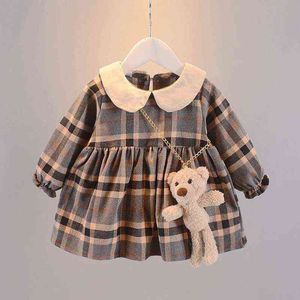 Spadek Noworodka Dziewczynka Sukienka Ubrania Toddler Girls Princess Plaid Udaje Urodziny Dla Niemowląt Zimowe Odzież G1129