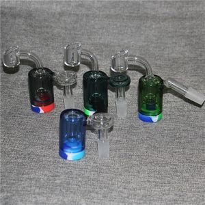 14mm manlig glasaska fångare hookah bong med färgstark silikonbehållare reclaimer kvarts nagelbanger 4mm tjock pyrex aska catcher vatten rökning rör dhl