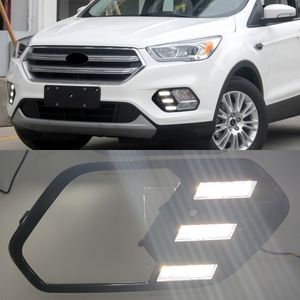 1Set For Ford Escape Kuga 2016 2017 2018 Car LED Daytime Running Light with Yellow Turn Signal DRL Lamp Daylight Fog lamp