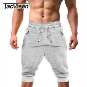 Tacvasen shorts casuais 3/4 corredor calças masculinas respirável abaixo do joelho esportes ao ar livre fitness com zíper bolsos 220301