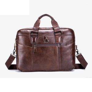 Men's Genuine Leather Briefcase Casual Male Totes Handbag First Layer Cowhide Business Men Purse Shoulder Messenger Laptop Bag1