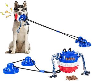 Dog Toys Aggressive Chewers Double Suction Cup Dogs Tug Toy Pet Puzzle Chew Interactive Pets Plaything Squeaky Molar Bite Ball for Teeth Cleaning Food Dispensing H04