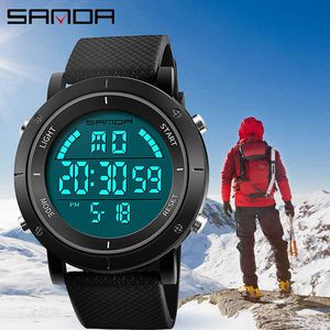 Sanda Outdoor Sports Uhr Herren Multifunktion Chronograph 5bar Wasserdichte Wecker Digital Armbanduhren Reloj Hombre 2021 Neue G1022