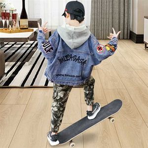 Jungen Jacke Frühling Sommer Kinder Mantel Jeans Drehen Unten Kragen Tops für Teenager Koreanische Mode Kinder Kleidung 2-12 jahre 211011