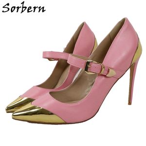 Sorbern Pink Matt Pointed Toe Mary Jane Pompy Sukienka Buty Wysokie Obcas 11-13 cm Stilettos Party Heeled