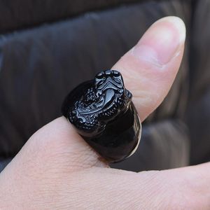 Naturliga Obsidian Men s Ring Luxury Lucky Stone Jade Big Smycken Cluster Rings