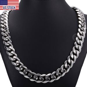 14.5mm Szerokie ciężkie polerowane 316l Stainlsteel Mens Naszyjnik Ciężki Cuban Link Łańcuch Męska Biżuteria Dropshipping DHN48 X0509