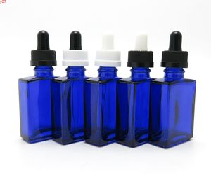 10 X 30ML Blue Glass Square Dropper Bottle, 30 CC Small Beauty Cosmetic Oil Bottle with Droppergood qtys