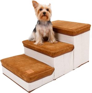 折りたたみ式ペット階段犬の犬の歩犬のステップ3収納ボックスを持つ梯子の駒23 x