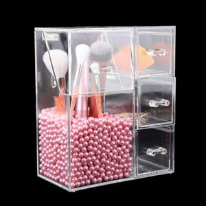 Waterproof Acrylic Makeup Brush Holder Pot Cosmetic Brushes Storage Case Organizer With Drawers Lipstick Pencil Bags & Cases